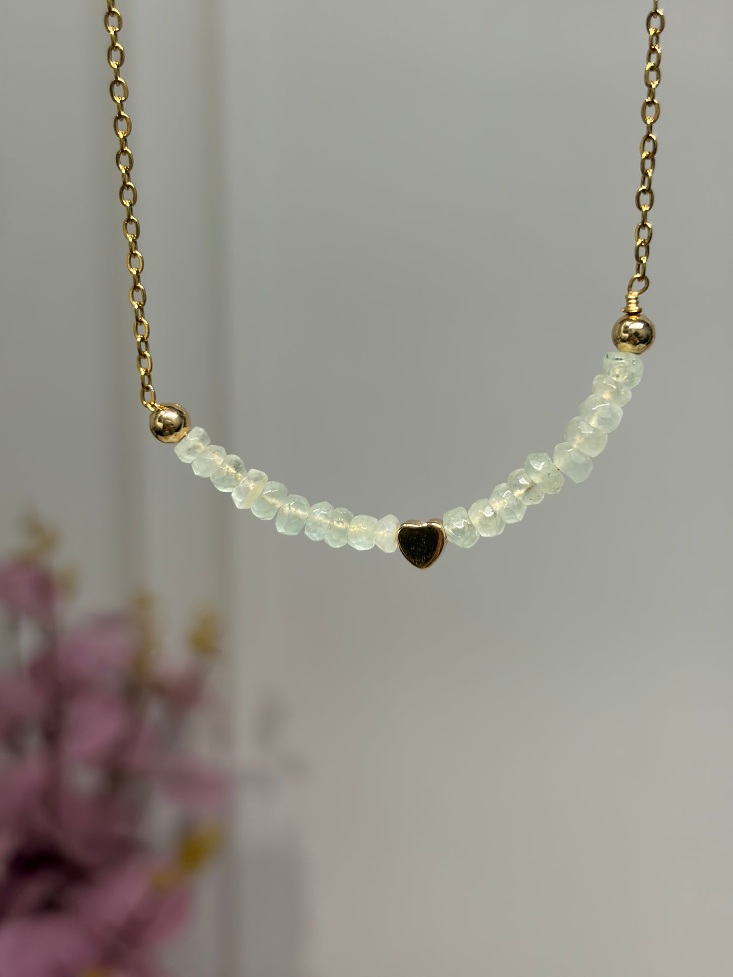 Collar Aguamarina y Corazón