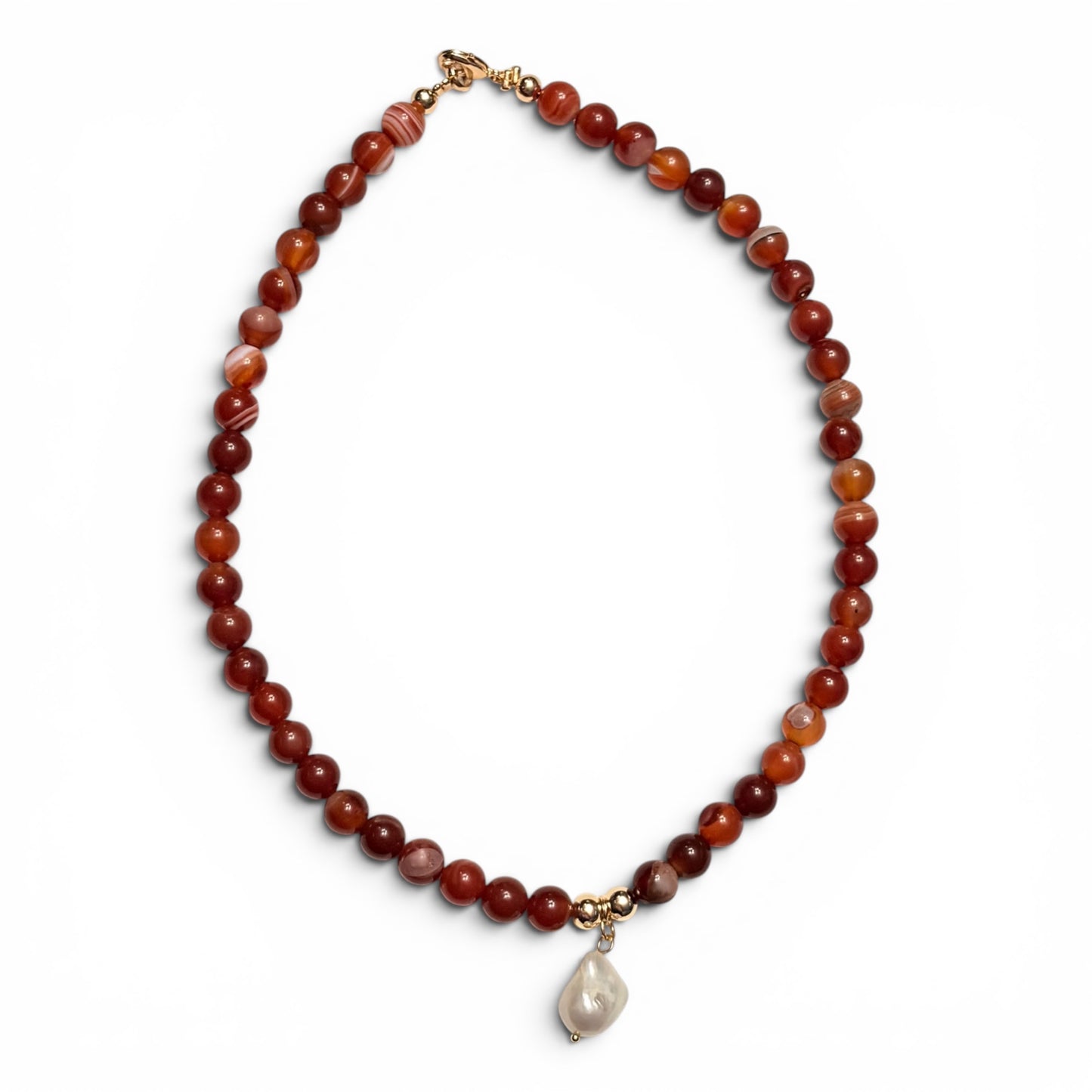 Gargantilla Chunky • Agata Cornalina y Perla de rio
