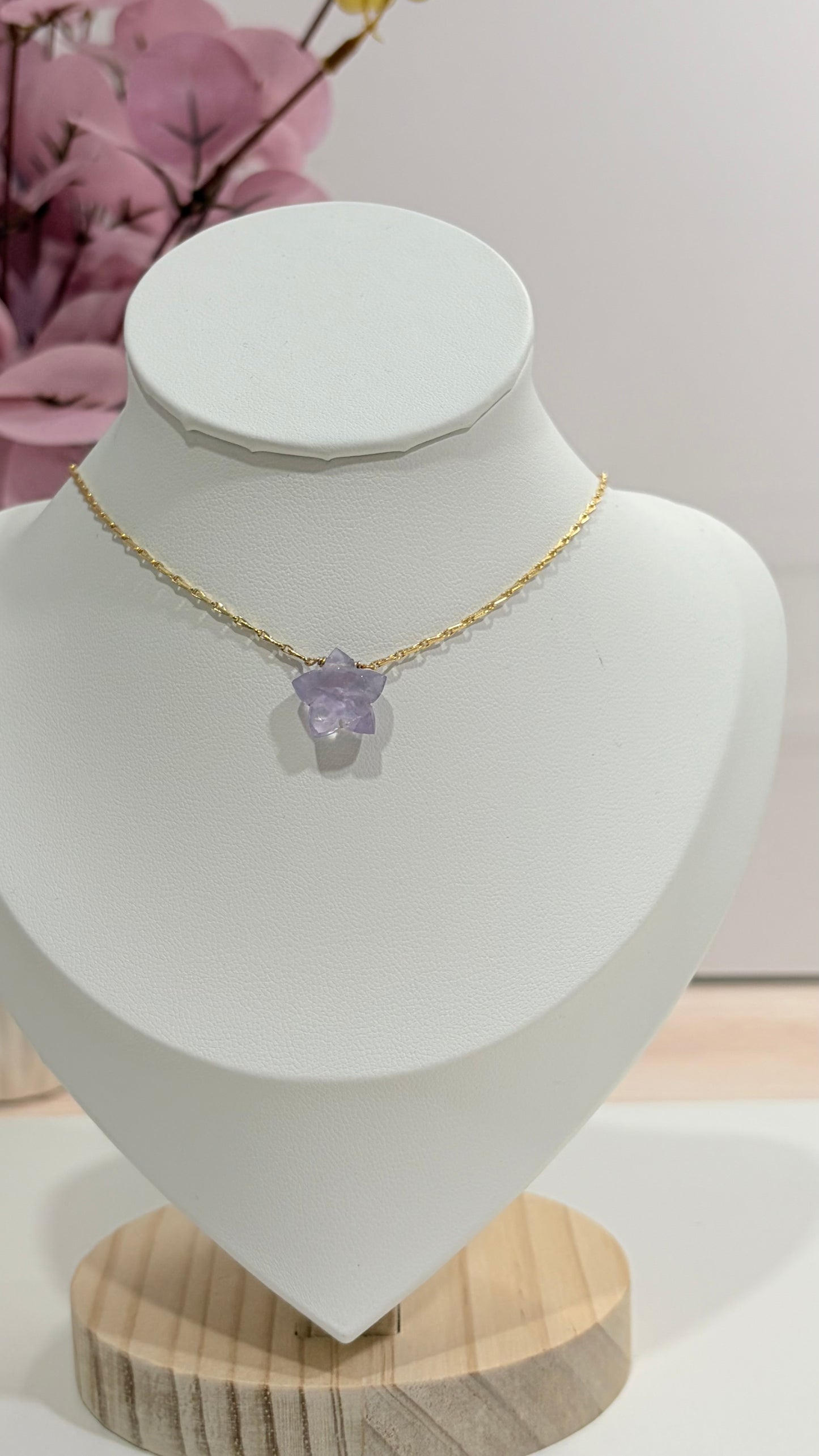 SHINE• Collar Estrella Amatista Cristal Facetada