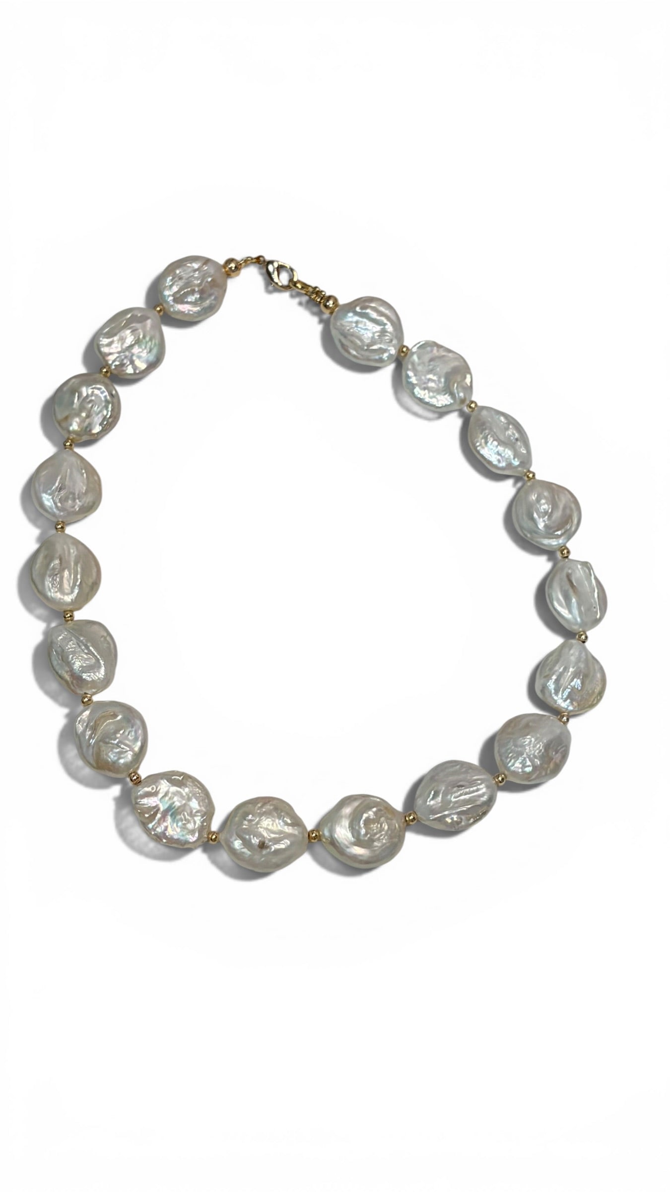 Gargantilla Chunky° Perla Ovalada Circular.