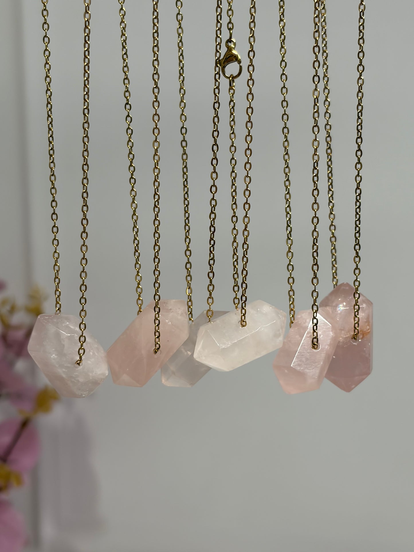 Collar Cuarzo Rosa Doble Punta