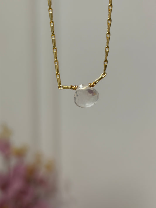 SHINE• Collar Cuarzo Rosa Facetada