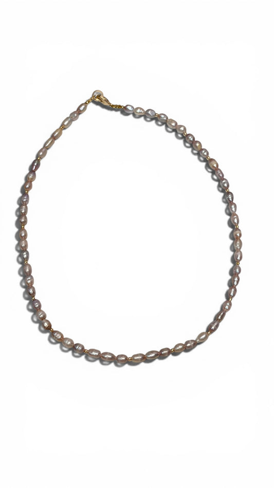 Gargantilla Chunky° Perla Rosa Mini.