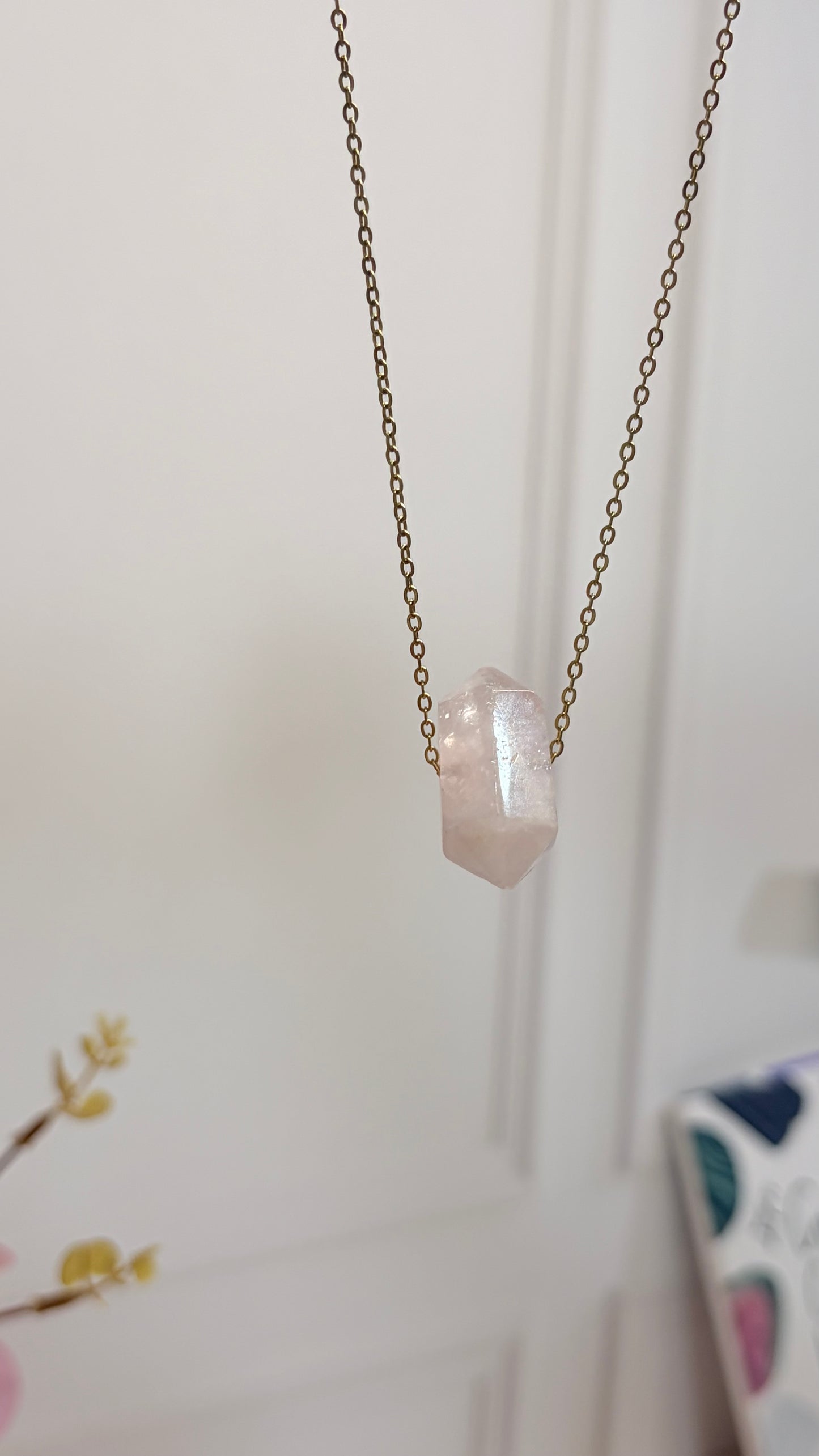 Collar Cuarzo Rosa Doble Punta