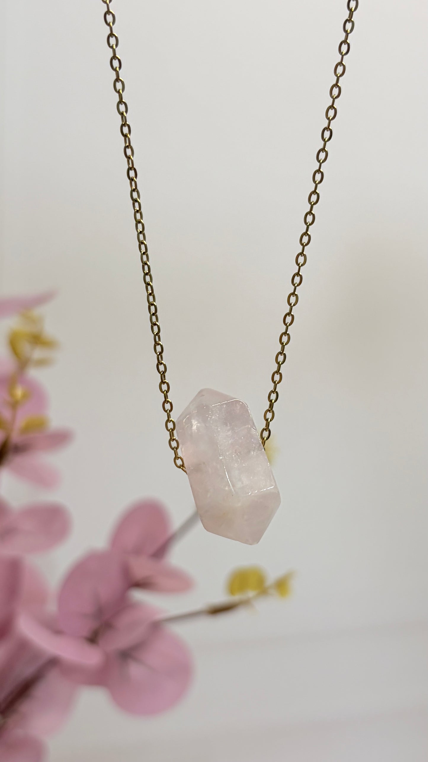 Collar Cuarzo Rosa Doble Punta