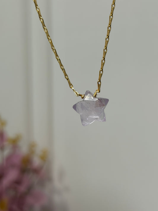 SHINE• Collar Estrella Amatista Cristal Facetada