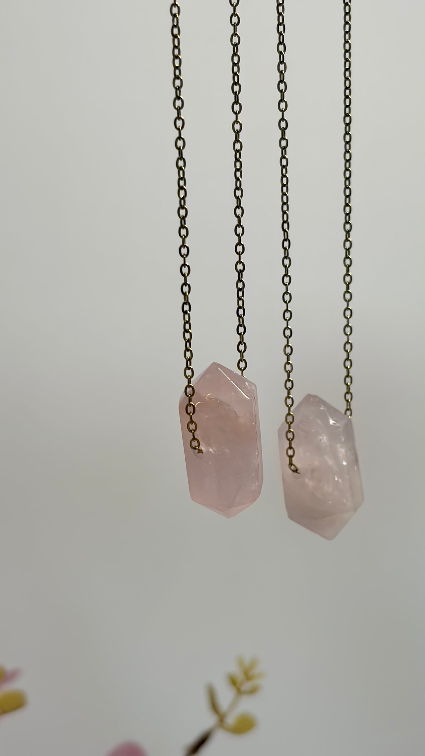 Collar Cuarzo Rosa Doble Punta