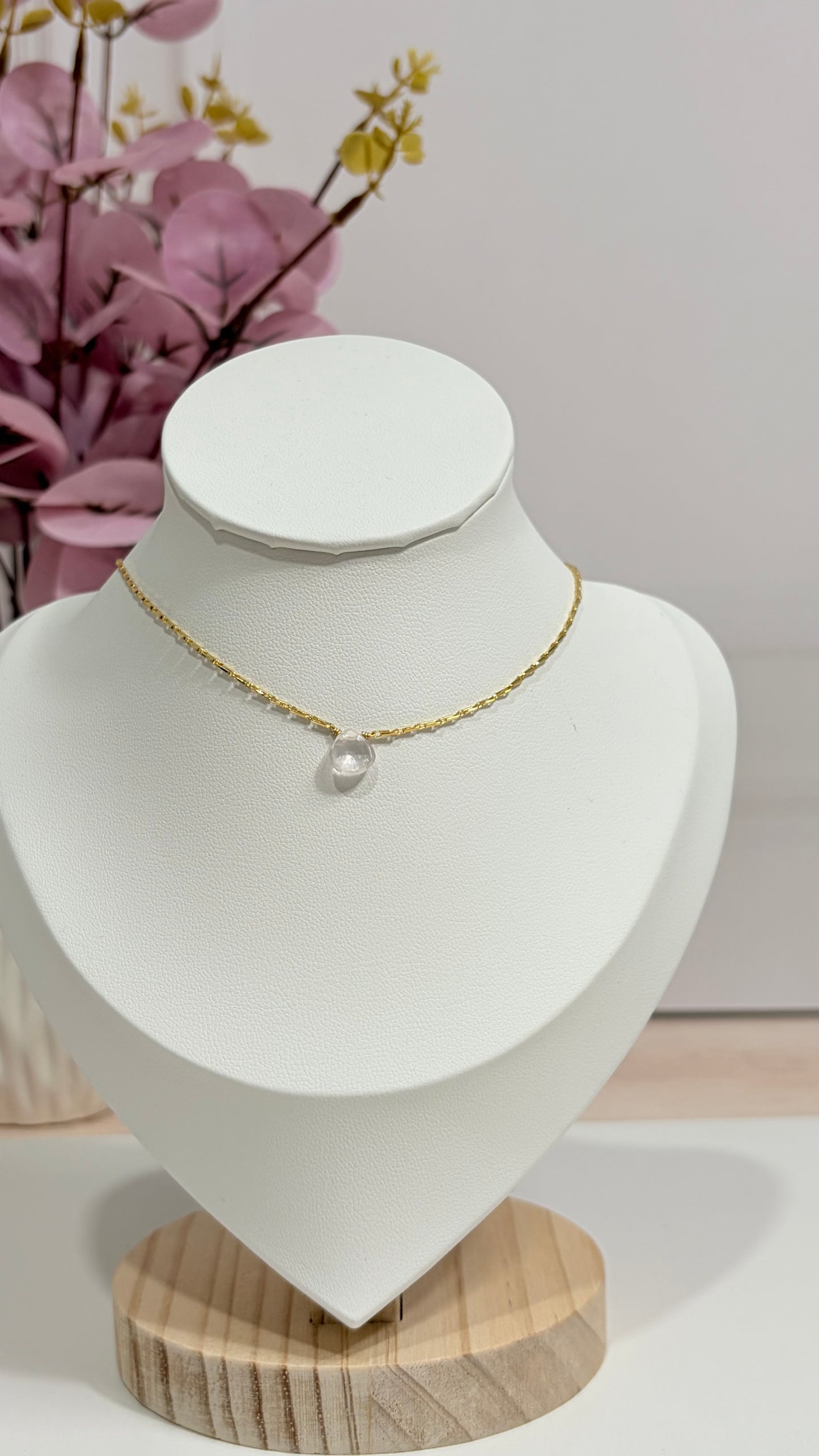 SHINE• Collar Cuarzo Rosa Facetada