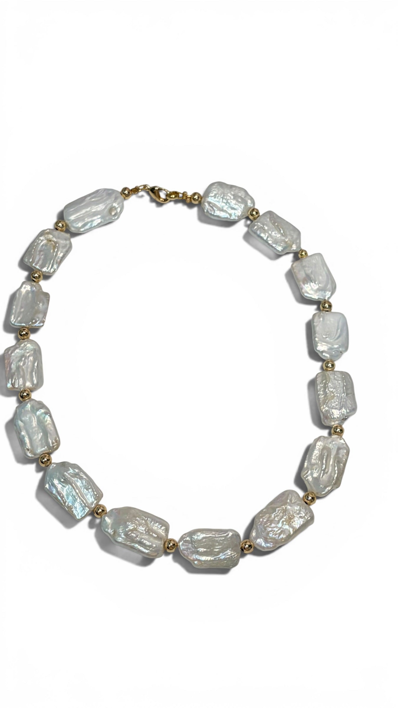 Gargantilla Chunky° Perla Cuadrada.