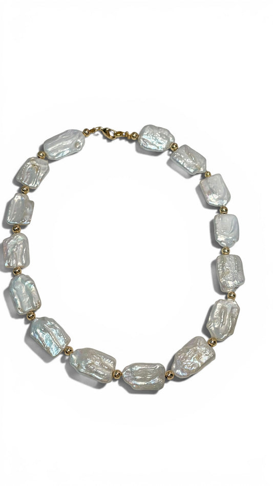 Gargantilla Chunky° Perla Cuadrada.