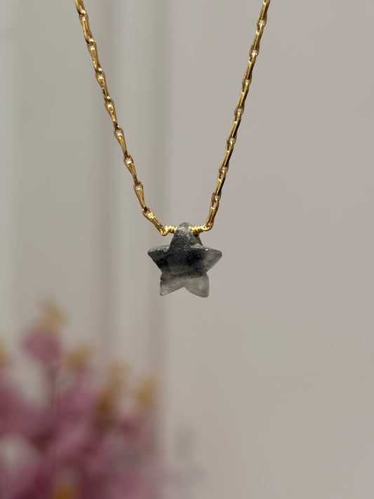 SHINE• Collar Estrella Ágata  Musgo Facetado