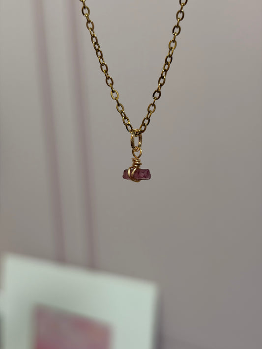 Collar Destello Turmalina Rosa
